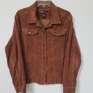Kikit Jeans Women's L Brown Corduroy Jacket Western Style Short Coat Office